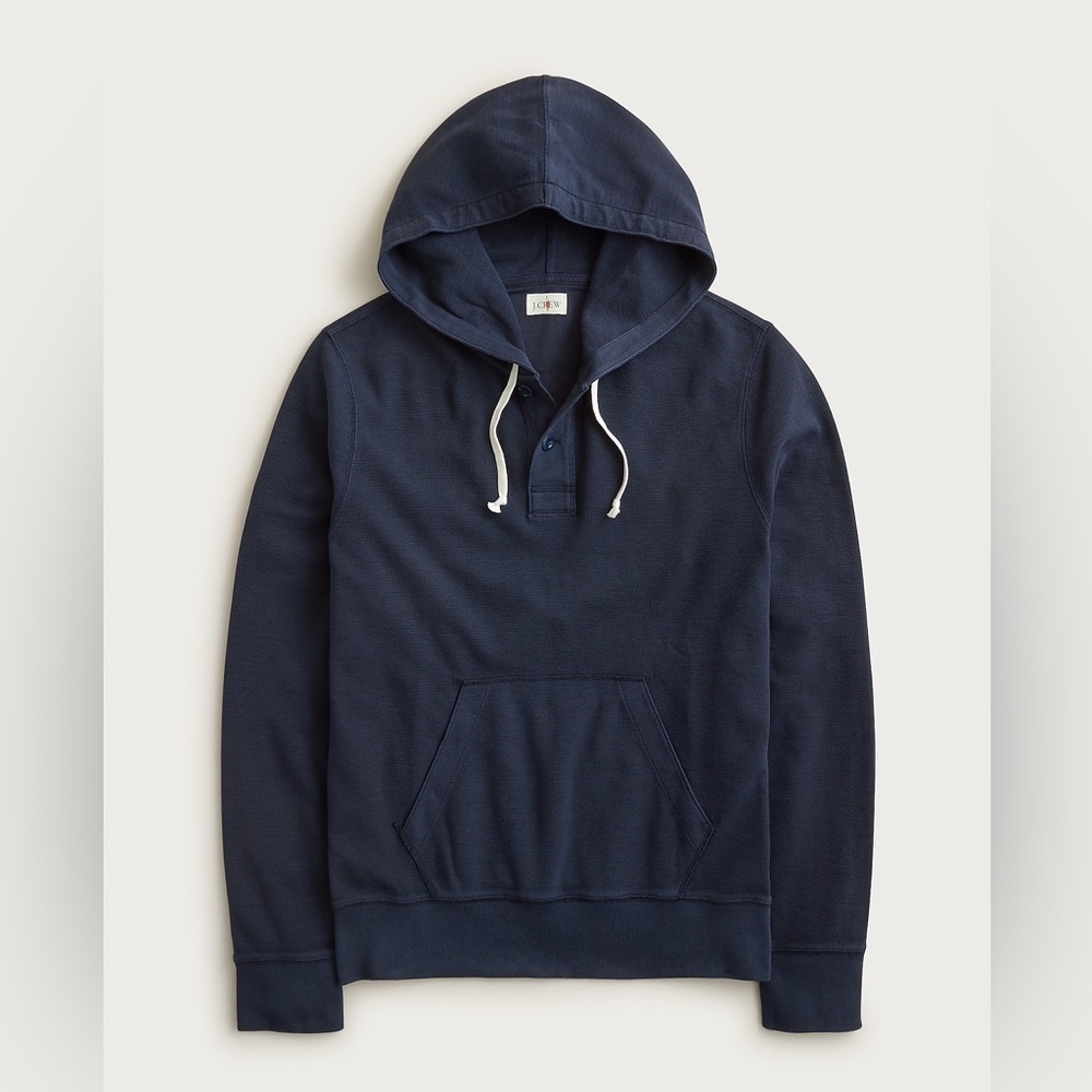 J Crew Waffle-knit cotton henley hoodie CQ148